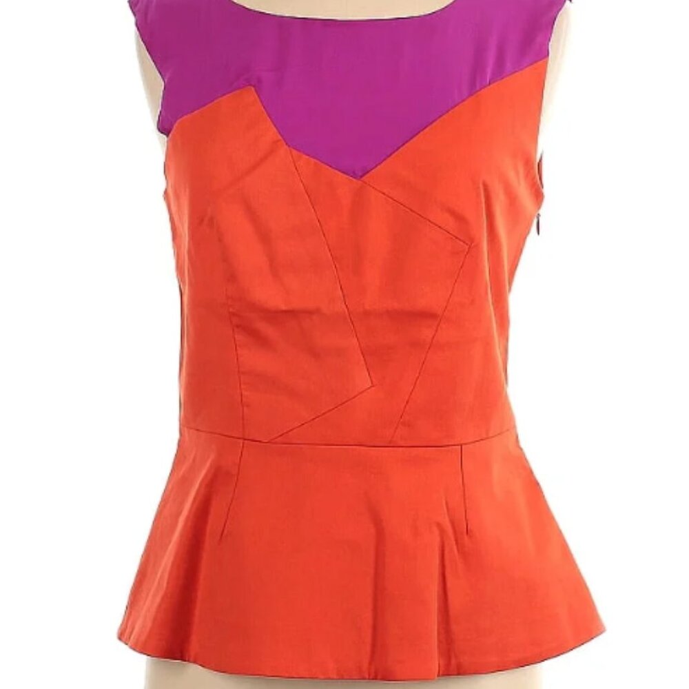 NWT Kami bright orange & hot pink sleeveless blouse, women's size 40 (medium)